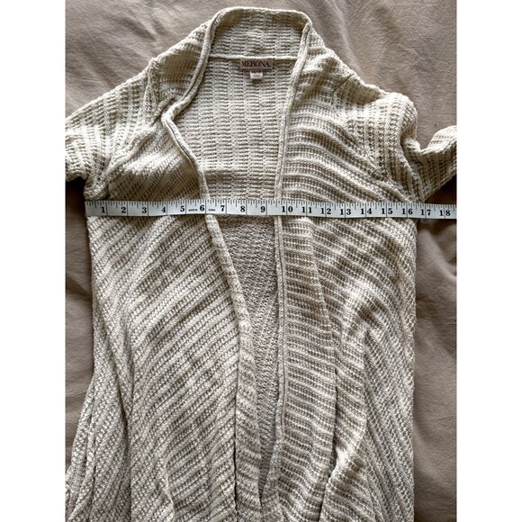 Merona Size XS Open Cardigan Beachy Oatmeal Oversized Waterfall Front Open Front - Picture 5 of 6